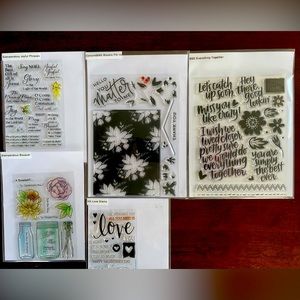 LOT 5- Clear Stamps Some slightly used Variety of designers Die Cuts